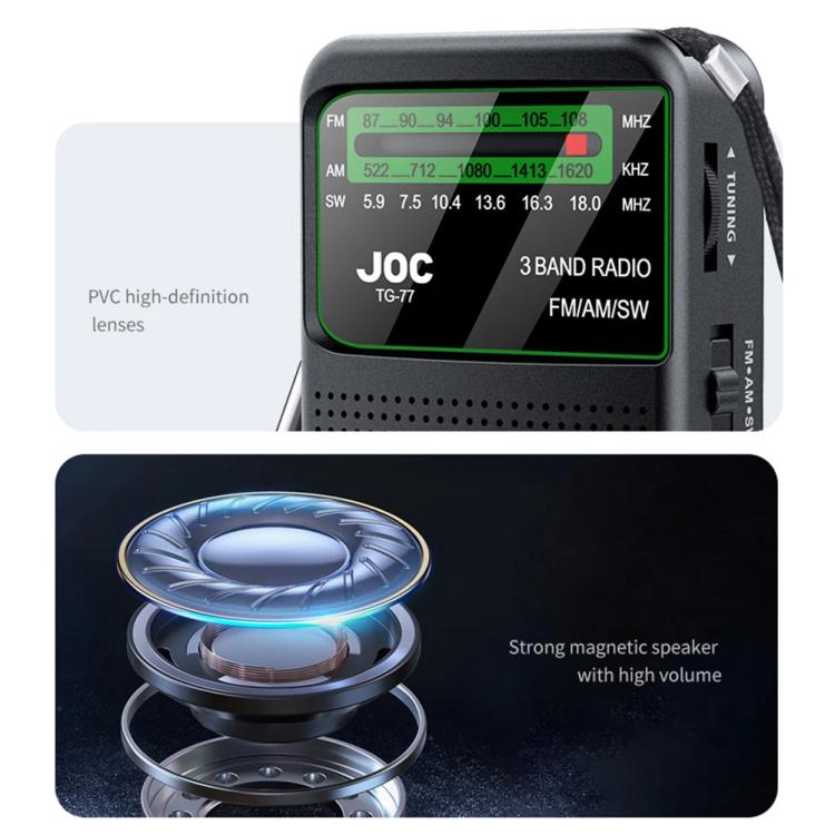 JOC TG-77 Mini FM / AM / SW Portable Full-Band Full-Channel Radio(Black)