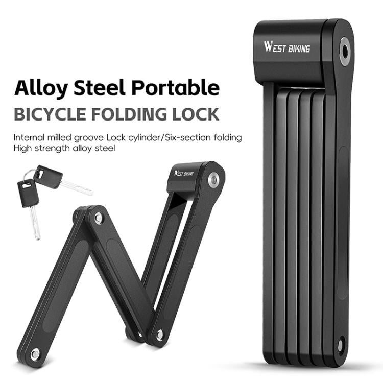 WEST BIKING Bicycle Folding Lock Anti-theft Equipment For Cycling(Black)