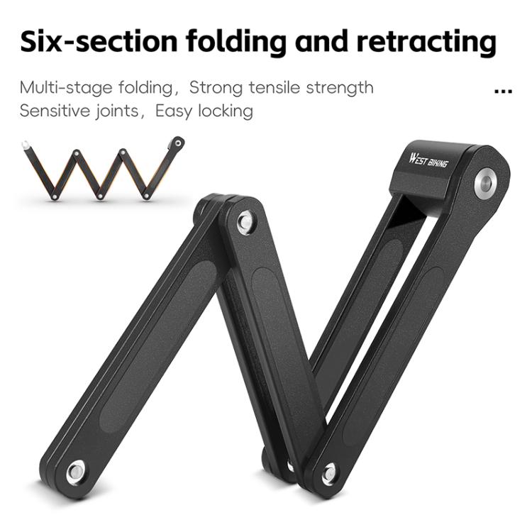 WEST BIKING Bicycle Folding Lock Anti-theft Equipment For Cycling(Black)