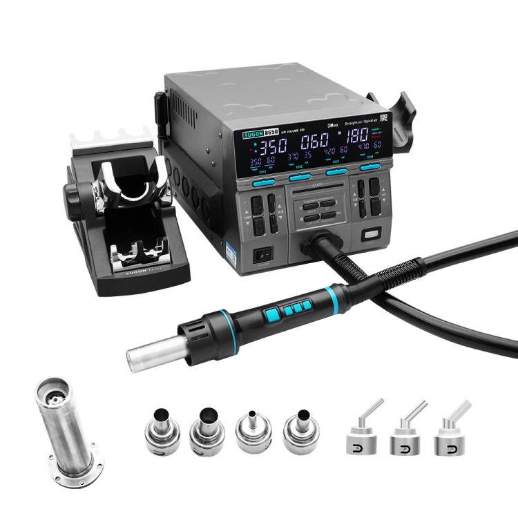SUGON 8650 1300W Hot Air Soldering Station Big Wind Power Maintenance Motherboard CPU Desoldering Station With 7 Air Nozzles(US Plug)