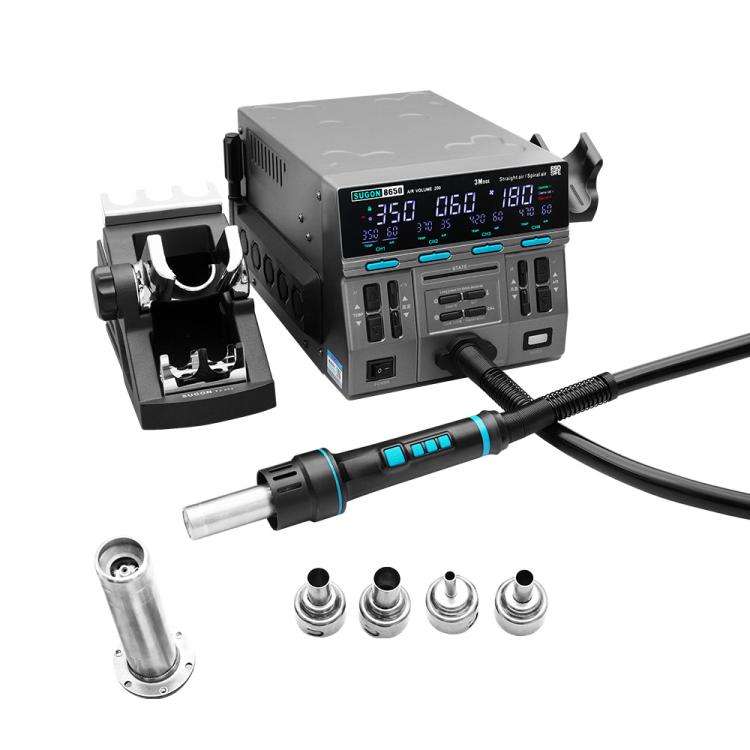 SUGON 8650 1300W Hot Air Soldering Station Big Wind Power Maintenance Motherboard CPU Desoldering Station With 4 Air Nozzles(US Plug)
