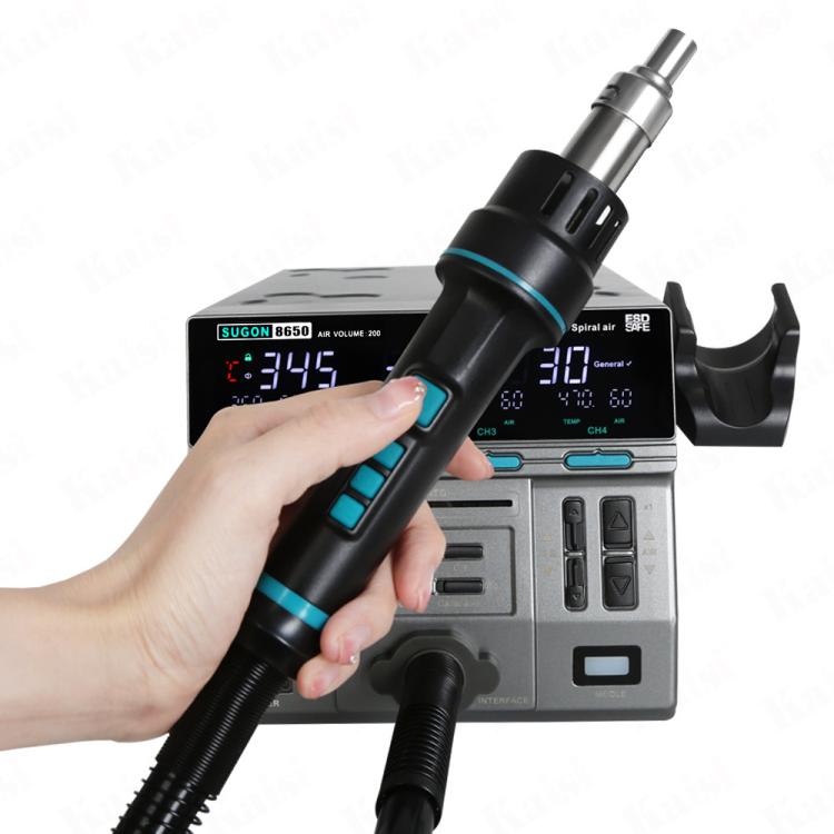 SUGON 8650 1300W Hot Air Soldering Station Big Wind Power Maintenance Motherboard CPU Desoldering Station With 7 Air Nozzles(EU Plug)