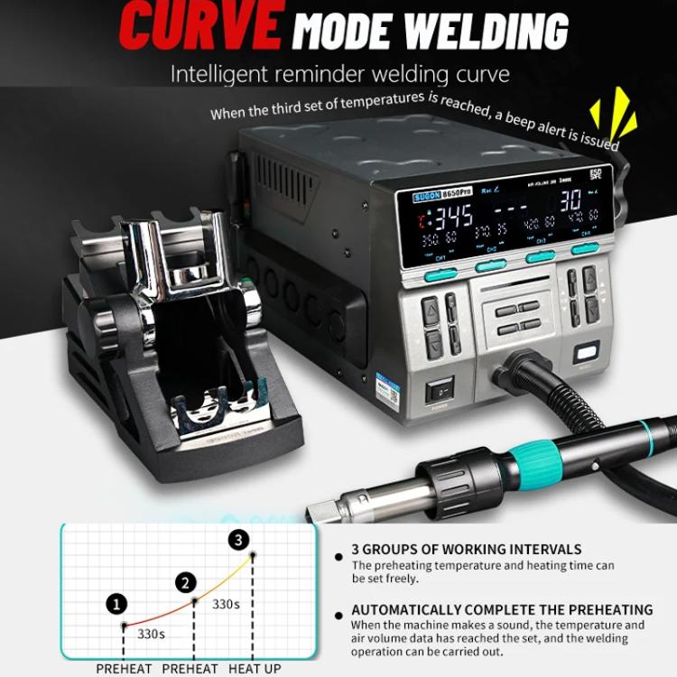 SUGON 8650Pro Curve Hot Air Soldering Station 1300W High Wind Power Maintenance Motherboard CPU Desoldering Station EU Plug