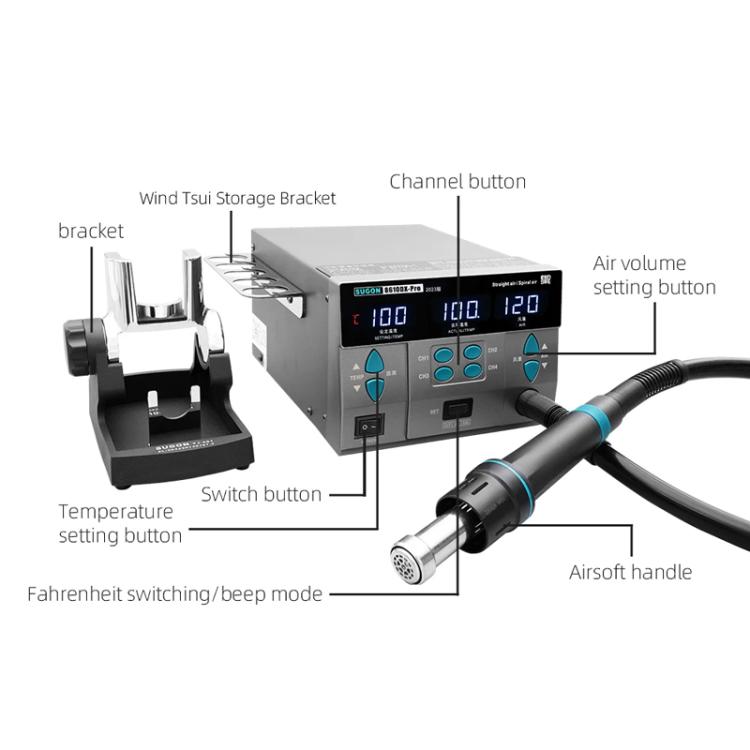 SUGON 8610DX-Pro 1000W Digital Display Hot Air Welding Station Cell Phone Repair Welding US Plug