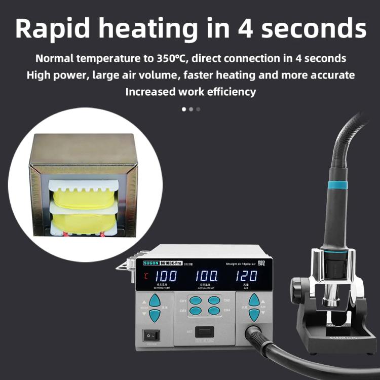 SUGON 8610DX-Pro 1000W Digital Display Hot Air Welding Station Cell Phone Repair Welding EU Plug