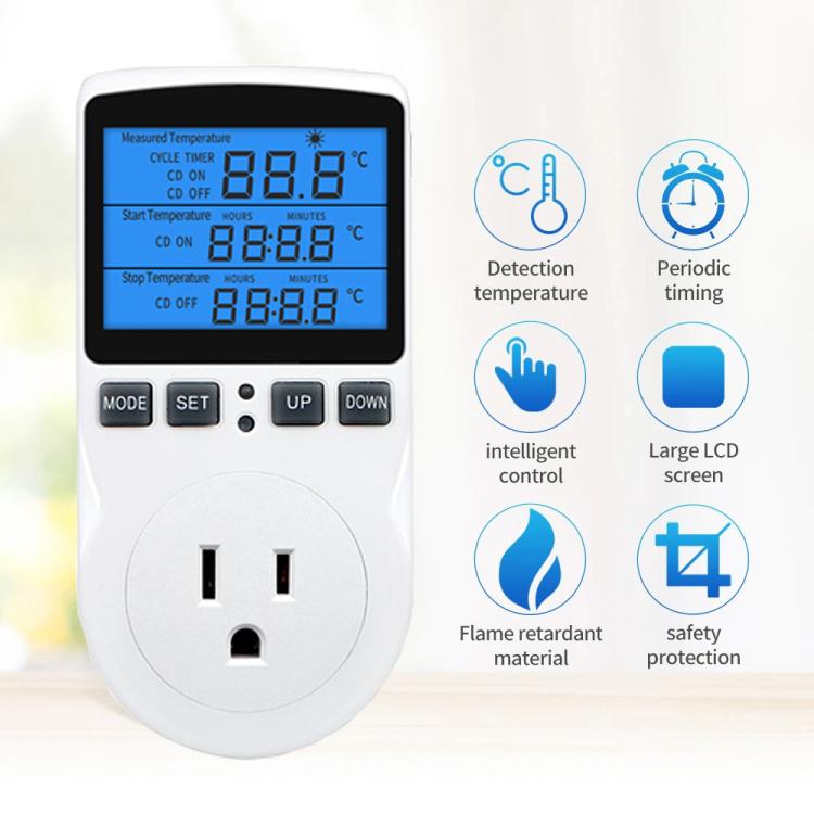 Backlight Smart Digital Thermostat Countdown Temperature Control Switch Socket Timing Temperature Controller, Backlight US Plug, Backlight UK Plug, Backlight AU Plug