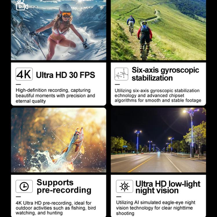 SOOCOO SAW1 With 64G Memory Card 4K HD Anti-Shake Waterproof Motorcycle Riding Recorder Chest Head Mounted Diving Thumb Camera