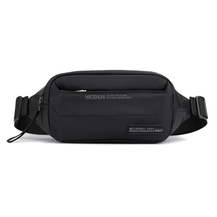 HAOSHUAI Men Outdoor Running Waist Bag Casual Chest Pouch Messenger Bag(Black)