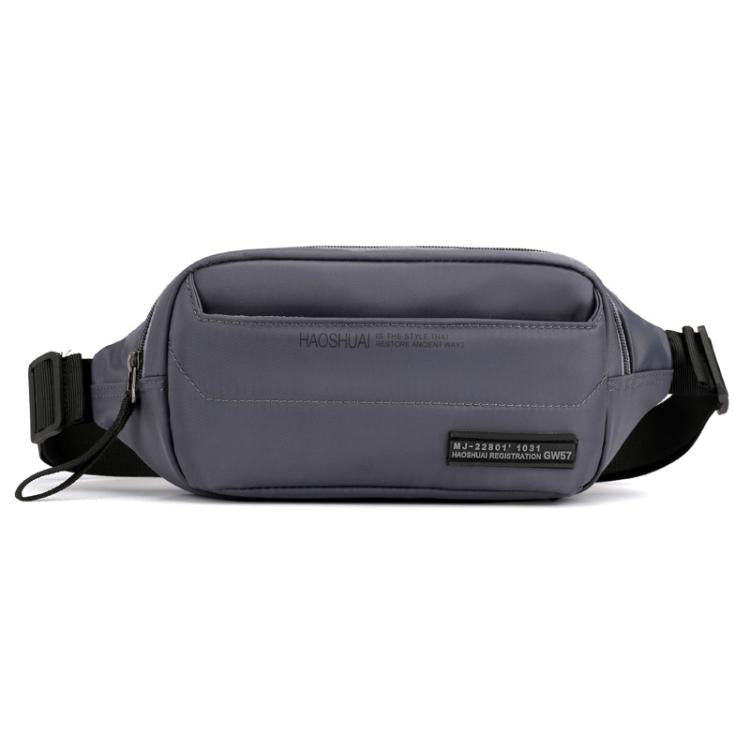 HAOSHUAI Men Outdoor Running Waist Bag Casual Chest Pouch Messenger Bag(Gray)