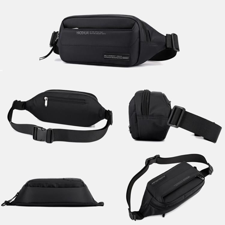 HAOSHUAI Men Outdoor Running Waist Bag Casual Chest Pouch Messenger Bag(Gray)