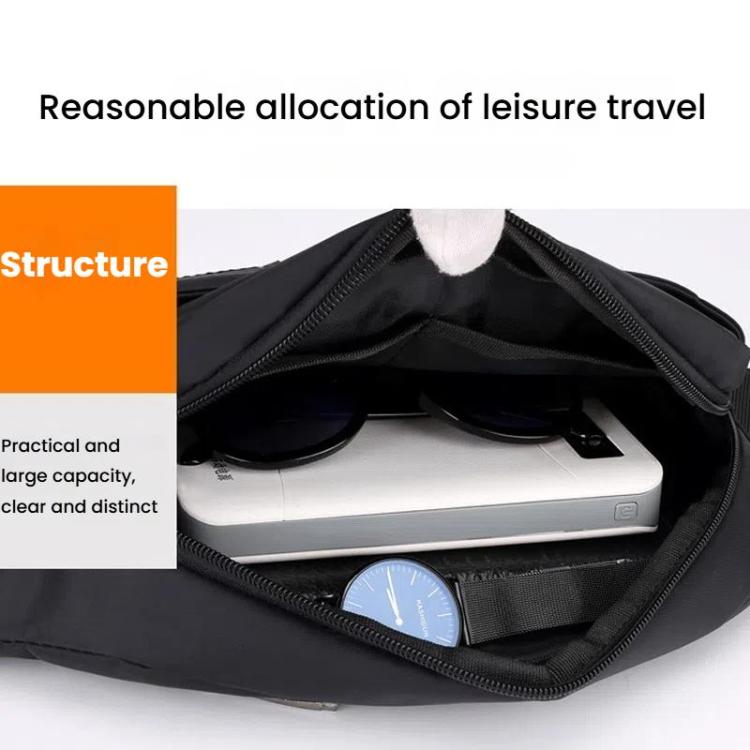 HAOSHUAI Men Outdoor Running Waist Bag Casual Chest Pouch Messenger Bag(Gray)