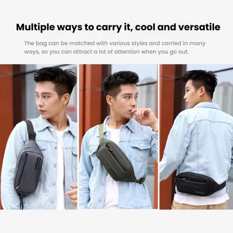HAOSHUAI Men Outdoor Running Waist Bag Casual Chest Pouch Messenger Bag(Gray)