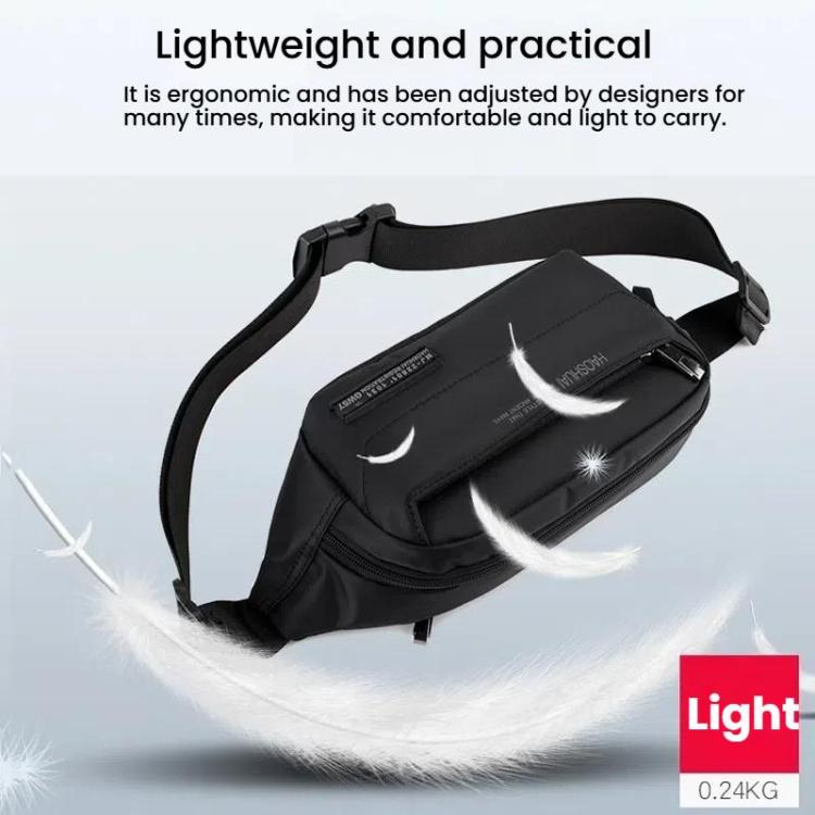 HAOSHUAI Men Outdoor Running Waist Bag Casual Chest Pouch Messenger Bag(Black)