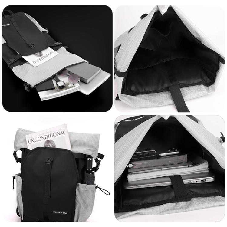 WEPOWER  Men and Women Contrast Color Backpack for Commuting Large-capacity Casual Bag(Gray)