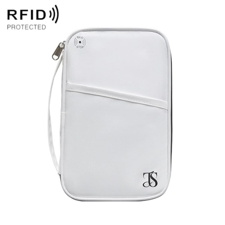 TRAVEL SEASON RFID Anti-theft Passport Clip ID Bag Waterproof Protective Case Travel Organizer Bag, Color: Large White