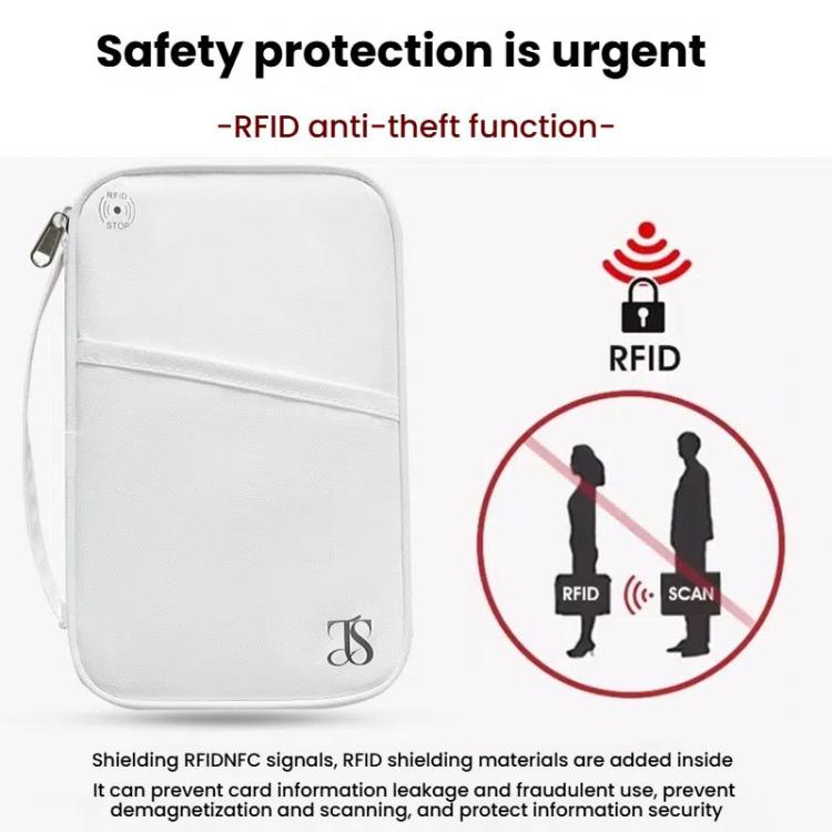 TRAVEL SEASON RFID Anti-theft Passport Clip ID Bag Waterproof Protective Case Travel Organizer Bag, Color: Large White