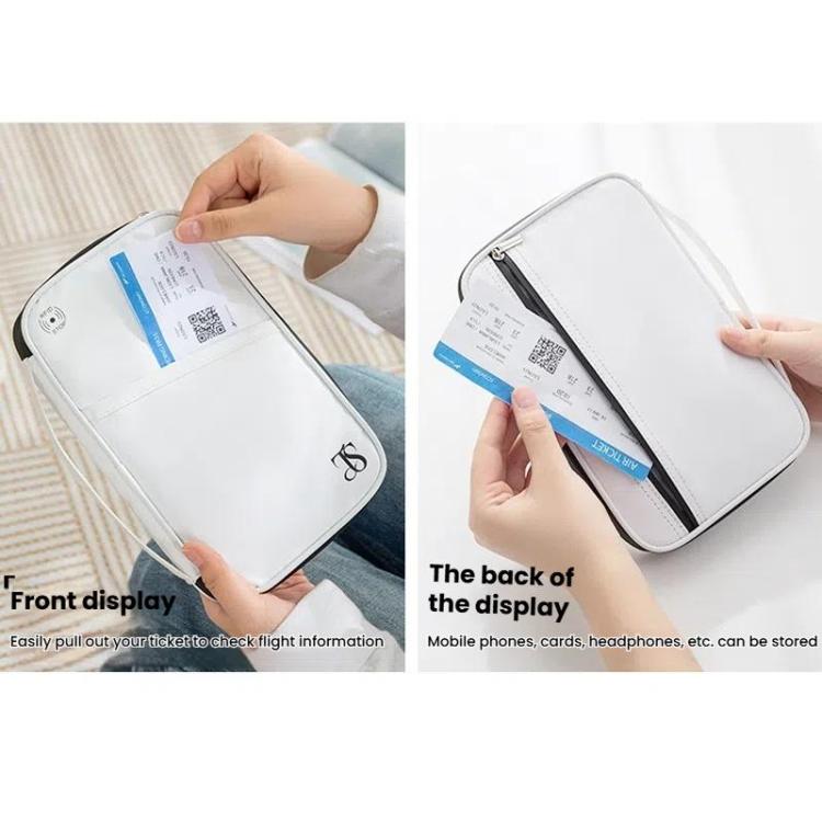 TRAVEL SEASON RFID Anti-theft Passport Clip ID Bag Waterproof Protective Case Travel Organizer Bag, Color: Large Black