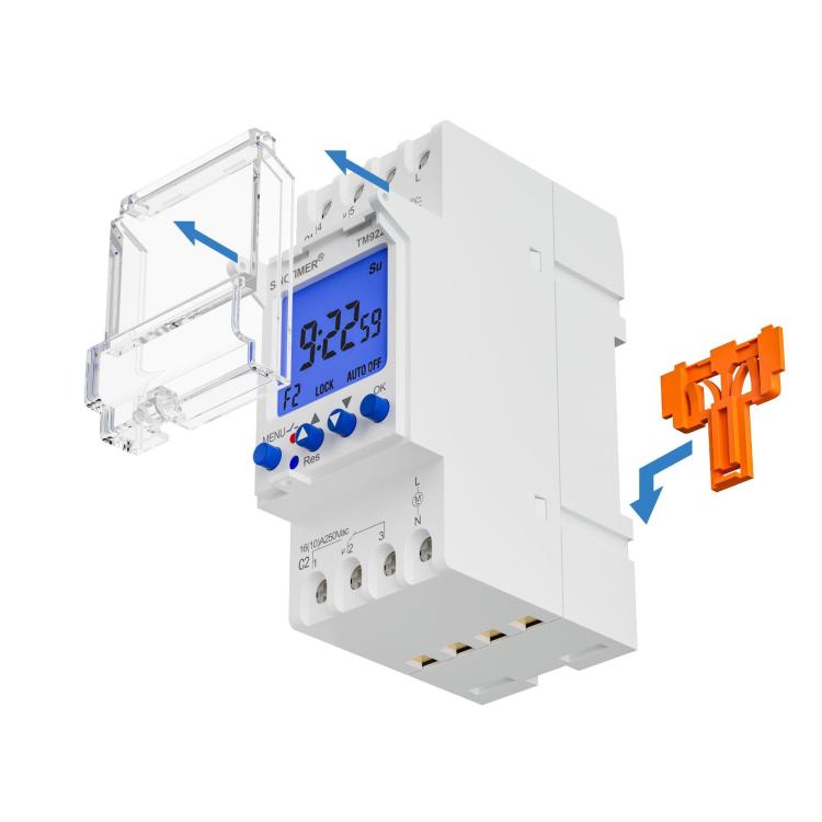 SINOTIMER  TM922-K 85-265V 16A 2-Way Dual-Channel Second Control 7-Day Timing Switch Module DIN Mounted Timer
