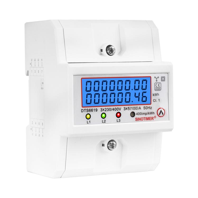 SINOTIMER DTS6619-046 100A 380V AC 3-phase 4 Wire Energy Meter Temporary Power Can Be Reset Din Rail Mounted