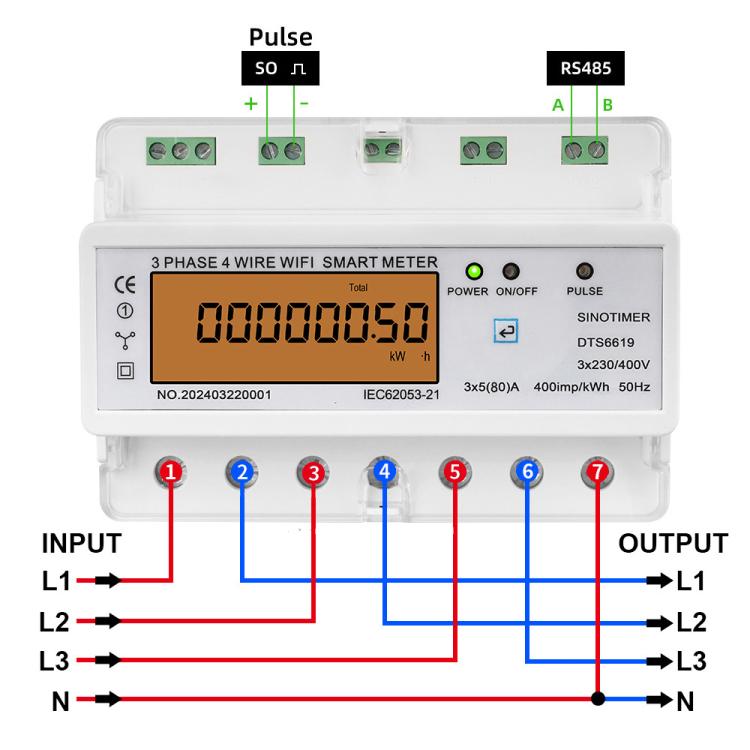 SINOTIMER DTS6619-050 80A With Switch 3-phase Tuya WiFi Energy Meter AC 380V