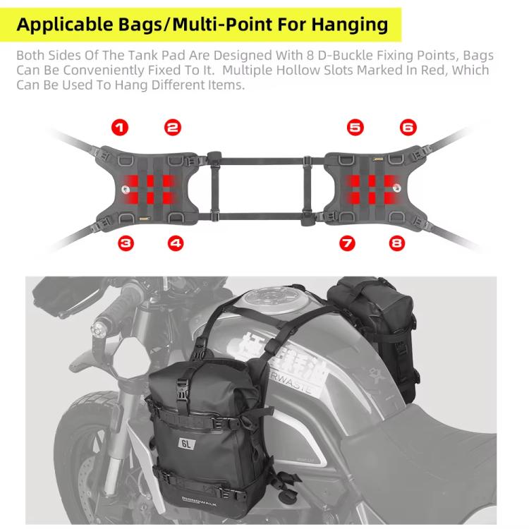 Rhinowalk MTR001B Outdoor Riding Motorcycle Fuel Tank Double-side Storage Hanging Bags(Black)