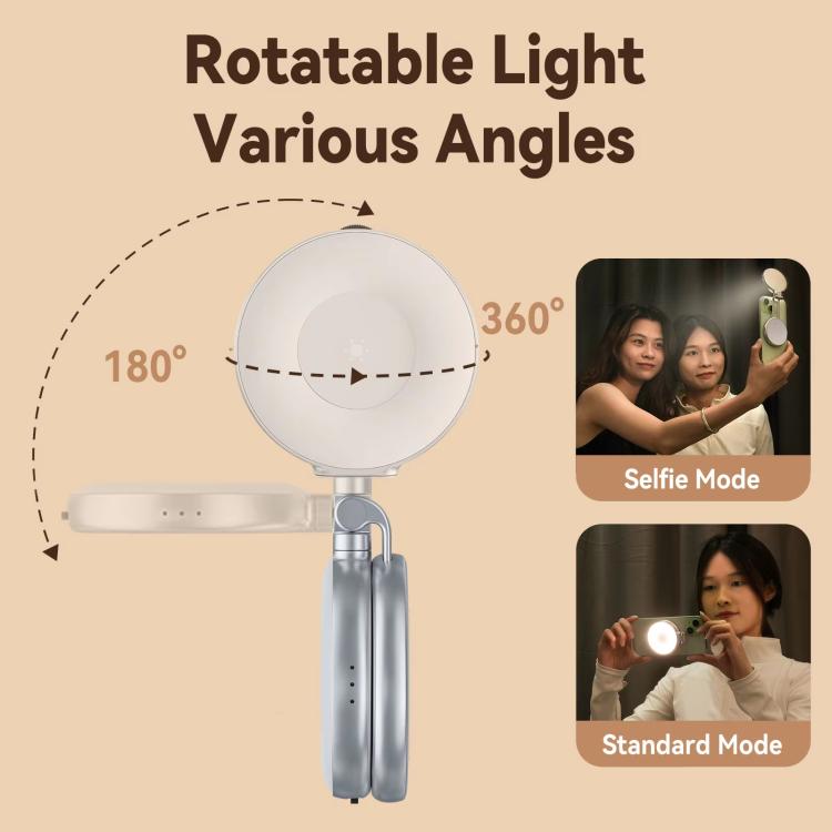 TELESIN S5-BGD-01 Mini Phone Magnetic Beauty Replacement Light Tri-Color Temperature Portable Selfie Mirror Rotating Stretching Pocket Lamp (Silver)