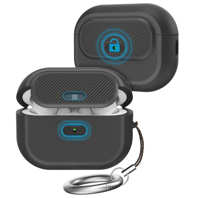 For AirPods Pro / Pro 2 AhaStyle JY17 Silicone Lock Protective Case(Black)