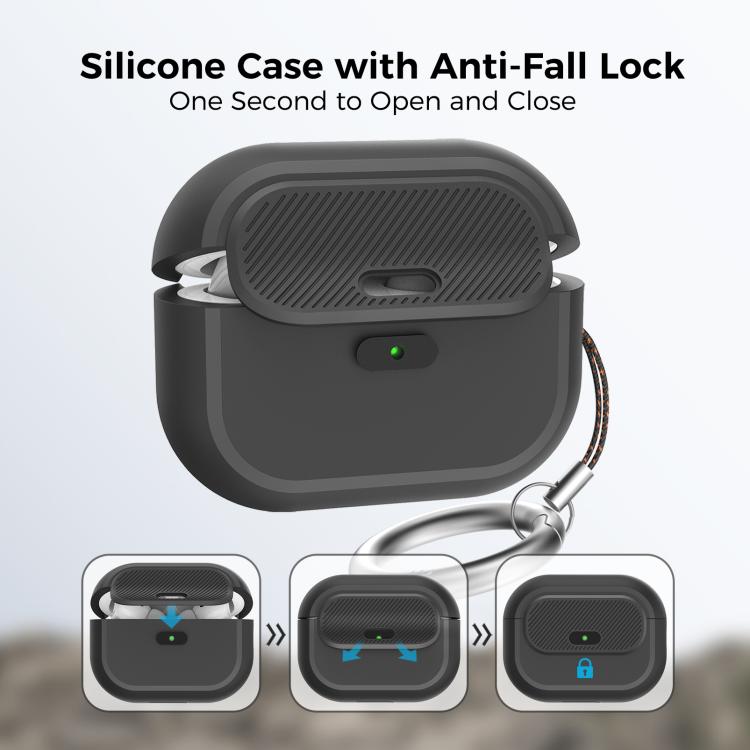 For AirPods Pro / Pro 2 AhaStyle JY17 Silicone Lock Protective Case(Black)