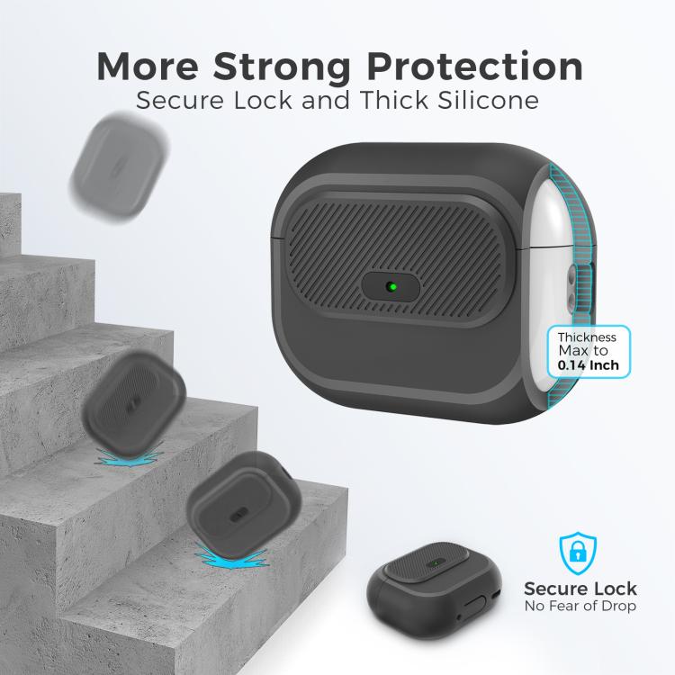 For AirPods Pro / Pro 2 AhaStyle JY17 Silicone Lock Protective Case(Black)