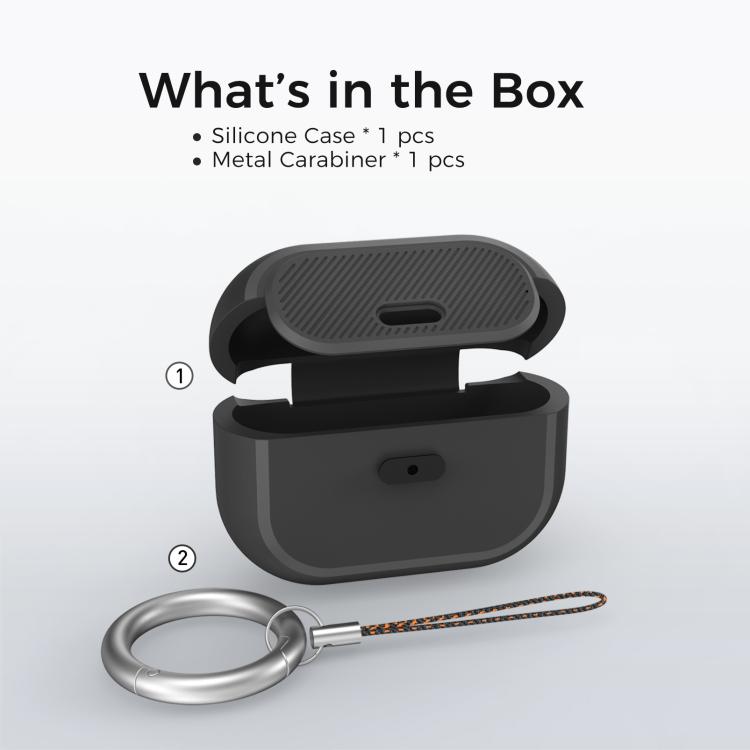 For AirPods Pro / Pro 2 AhaStyle JY17 Silicone Lock Protective Case(Black)