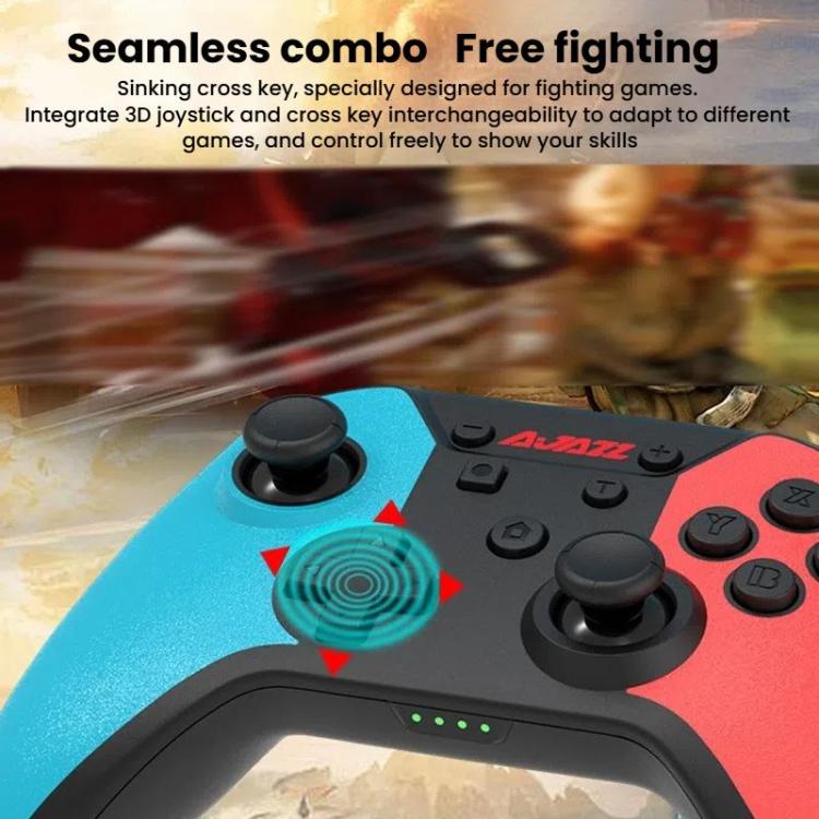 Ajazz AG180 Wireless Bluetooth + Wired Dual Mode Gamepad For Switch / PC / Android / IOS(Blue Red)