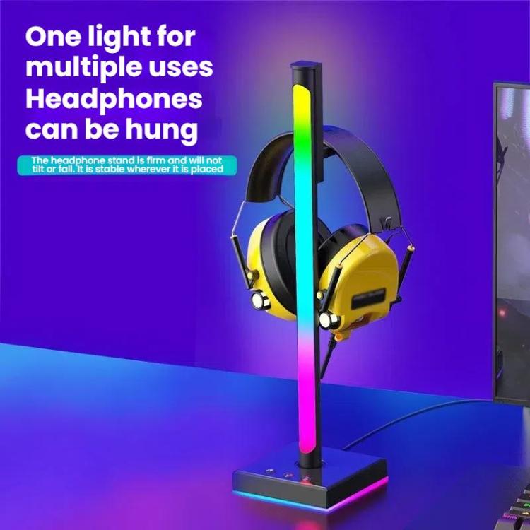 Ajazz ABL190 Pickup Ambient Light Headphone Holder RGB Desktop Ambient Music Lights(White)