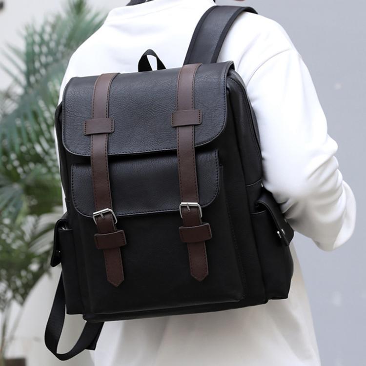 OUMANTU 975 PU Leather Large-capacity Travel Laptop Backpack Casual Schoolbag(Light Brown)