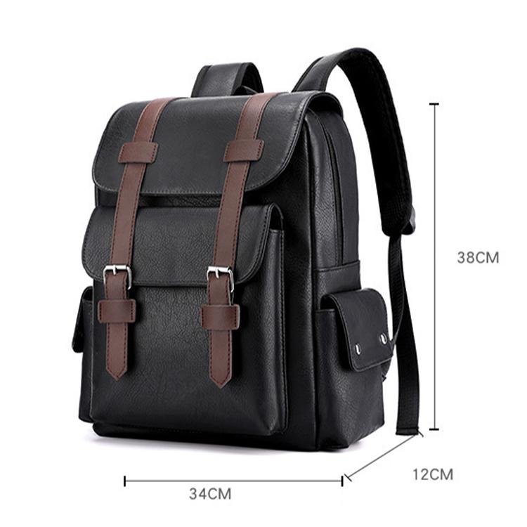 OUMANTU 975 PU Leather Large-capacity Travel Laptop Backpack Casual Schoolbag(Dark Brown)