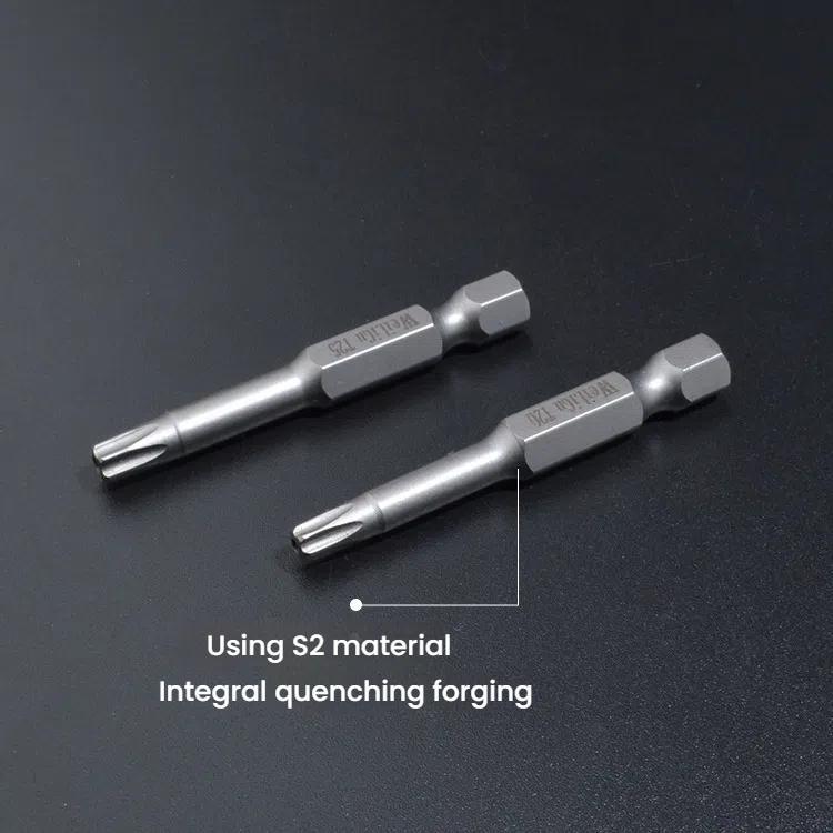 WEILIGU 5pcs 75mm T6 Magnetic S2 Pneumatic Air Bit Electric Drill Plum Blossom Head With Center Hole