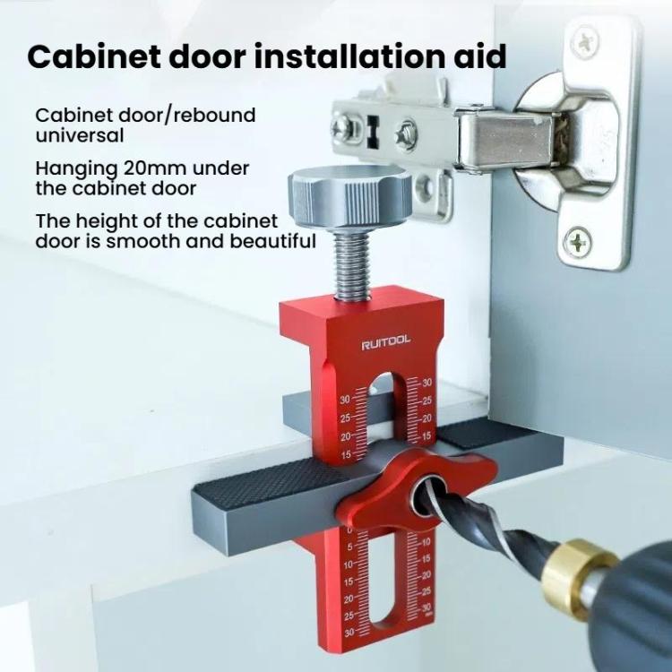 RUITOOL Cabinet Door Installation Locator Aids Adjustable Rebounder Punched Mounting Jig Leveling Device, Spec: With 10mm Drill + Brass Limit Ring