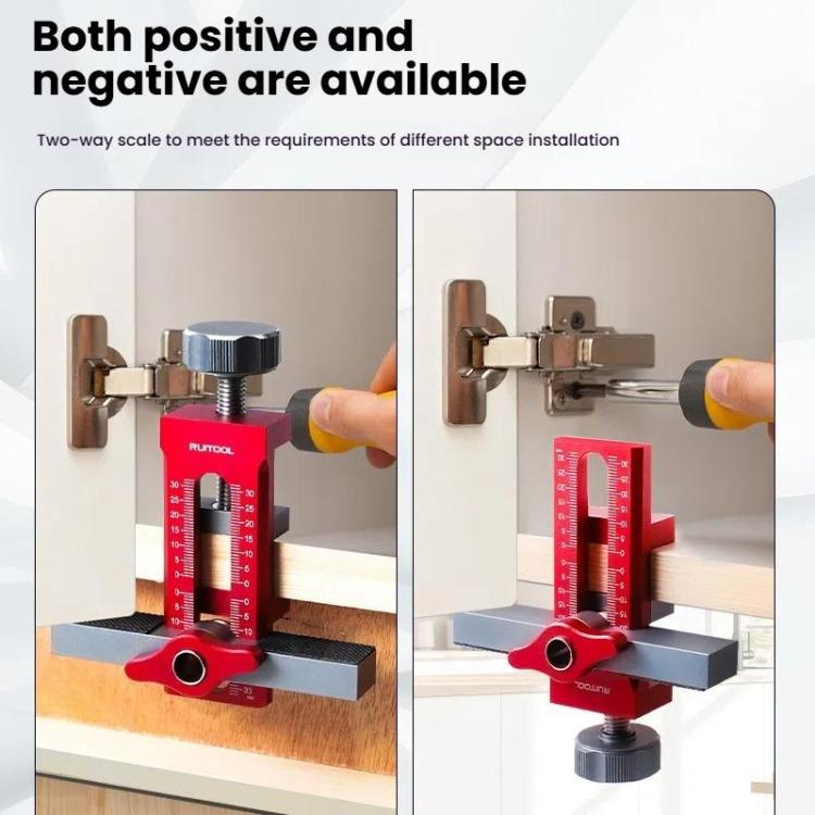 RUITOOL Cabinet Door Installation Locator Aids Adjustable Rebounder Punched Mounting Jig Leveling Device, Spec: With 10mm Drill + Brass Limit Ring