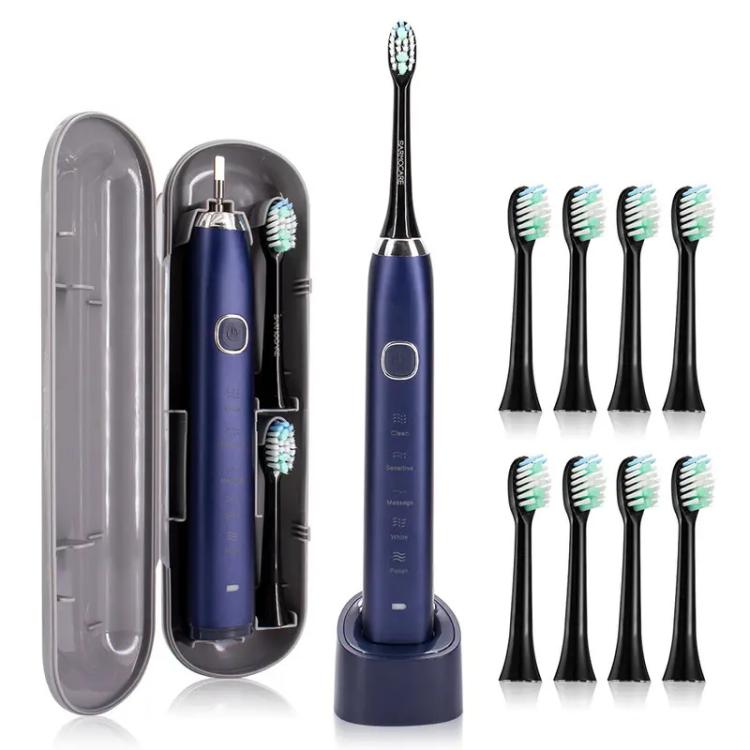 Sarmocare S100 IPX7 Waterproof Portable Sonic Electric Toothbrush with 8-brush Heads(Navy Blue)