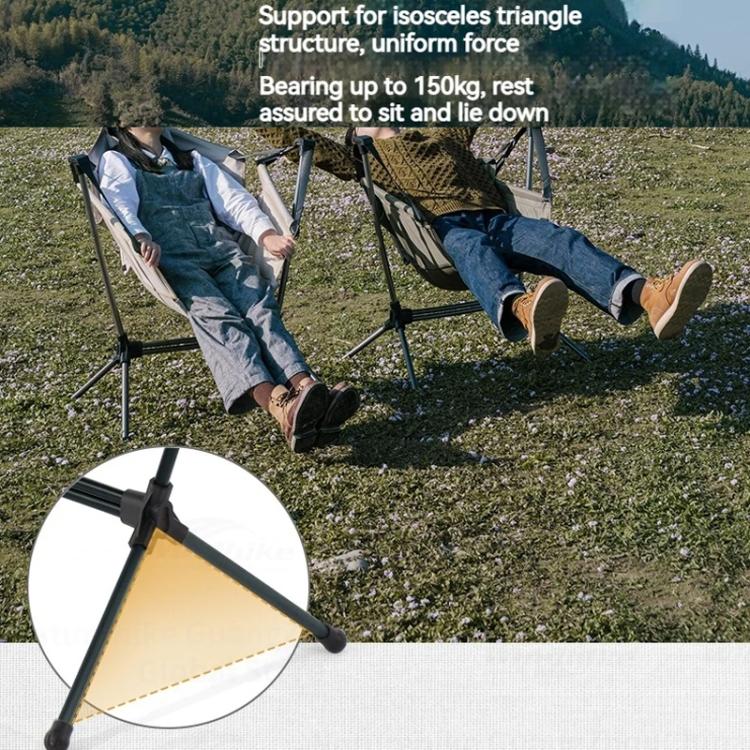 Naturehike Outdoor Folding Rocking Chair Portable Recliner Chair Leisure Camping Picnic Swing Chair(Black Mesh)