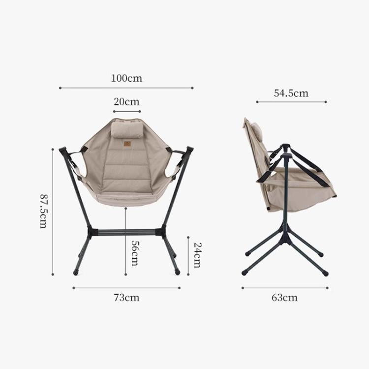 Naturehike Outdoor Folding Rocking Chair Portable Recliner Chair Leisure Camping Picnic Swing Chair(Khaki)