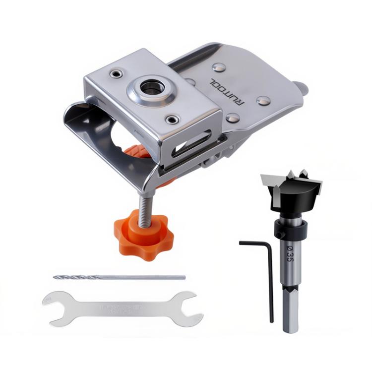 6 In 1 RUITOOL Stainless Steel Hinge Puncher Locator Adjustable Margin Quick Jig Woodworking Closet Door Hinge Punching Tool