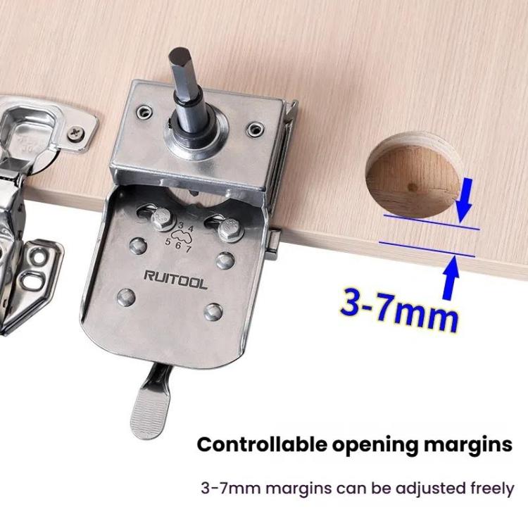 6 In 1 RUITOOL Stainless Steel Hinge Puncher Locator Adjustable Margin Quick Jig Woodworking Closet Door Hinge Punching Tool