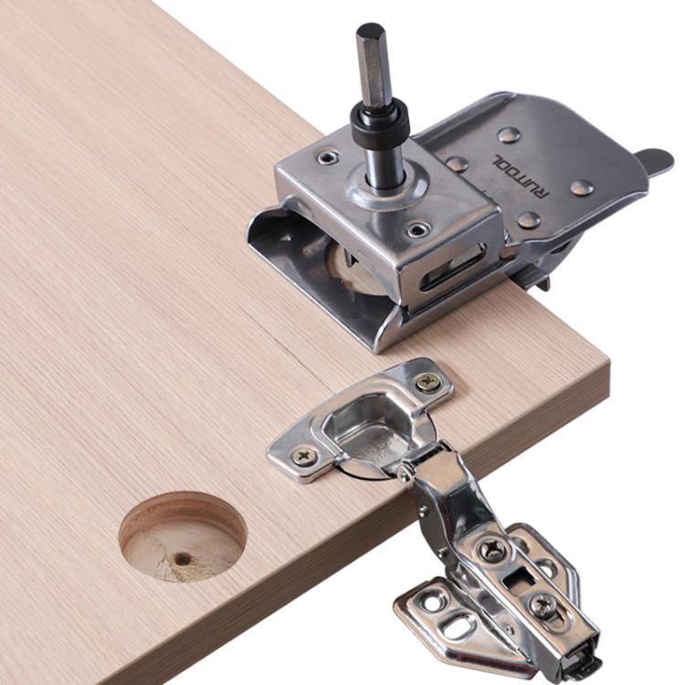 6 In 1 RUITOOL Stainless Steel Hinge Puncher Locator Adjustable Margin Quick Jig Woodworking Closet Door Hinge Punching Tool