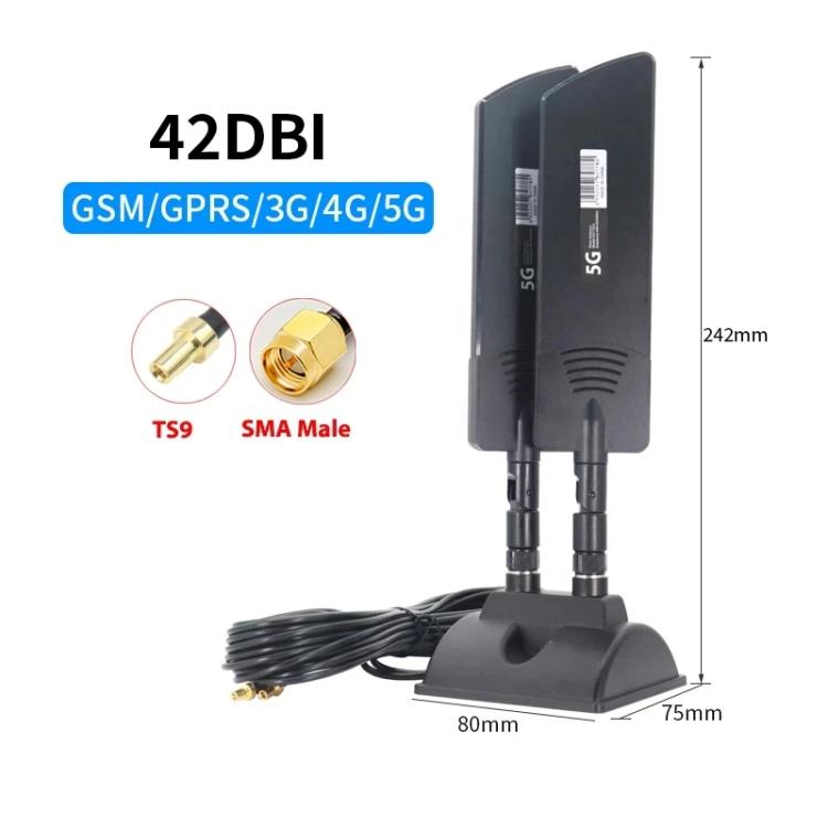 42dbi 5G Router External Antenna Outdoor Long Range WiFi Signal Coverage Booster, SMA Male Black, TS9 Black, TS9 White