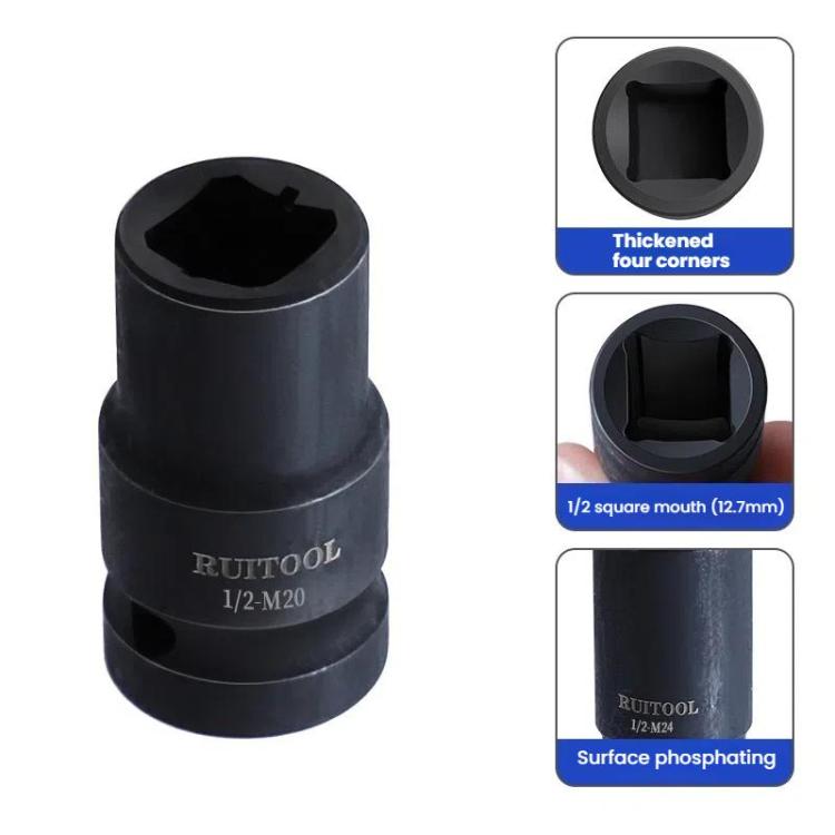 RUITOOL 1/2 inch Tap Socket Pneumatic Wrench Square Socket Inner Quarter Square Hole Wrench Tool, Spec: M22