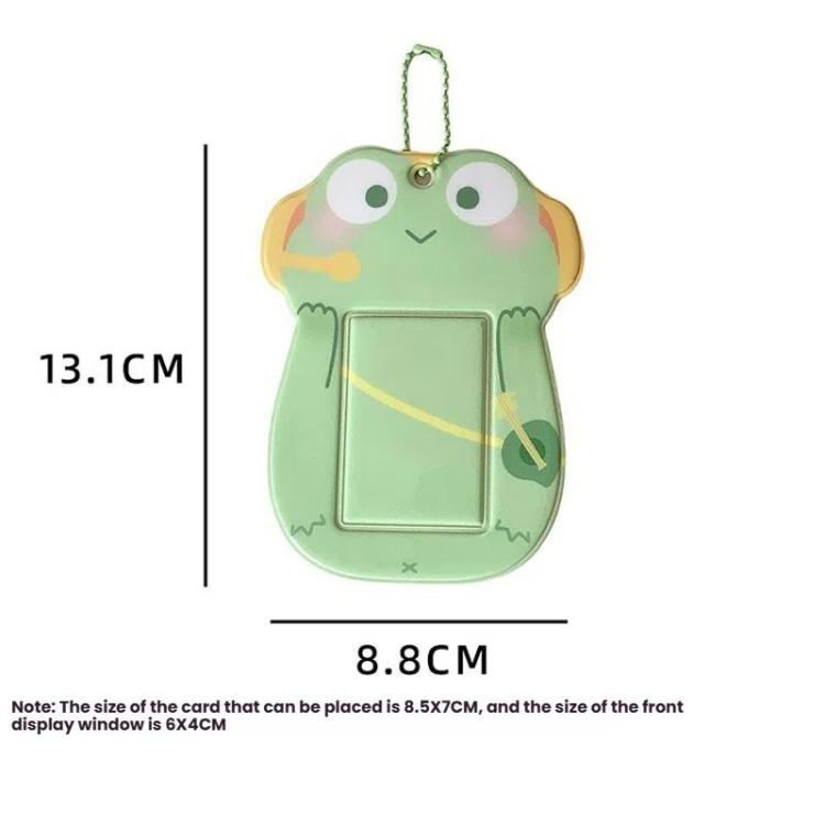 Hisocute Student Cartoon PVC Transparent Card Holder Cute Animal 3-Inch Idol Album Photo Card Case, Style: Green Frog