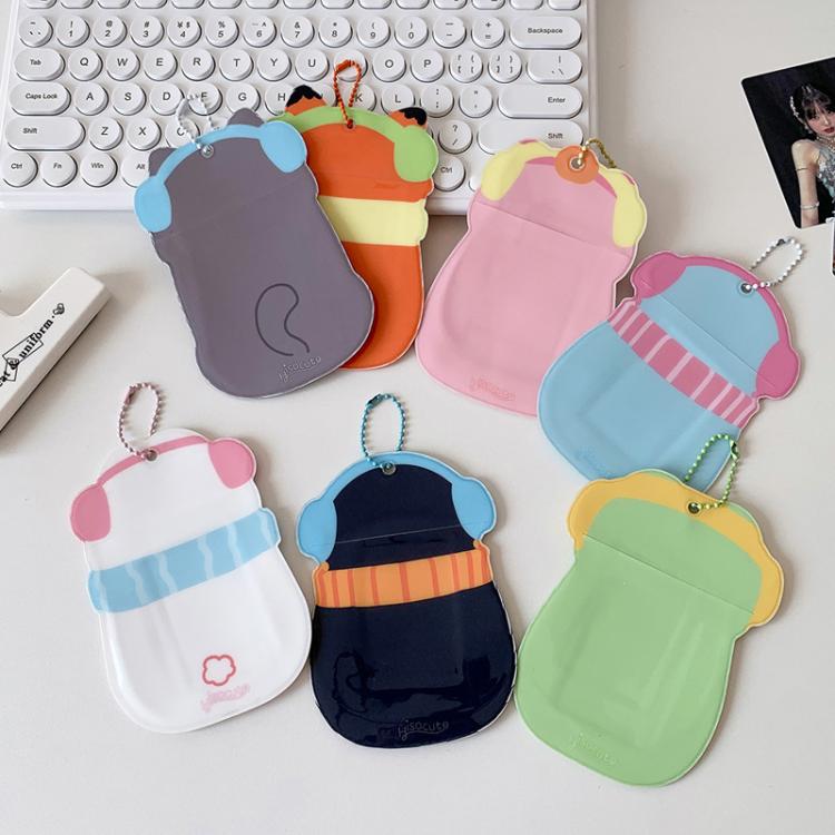 Hisocute Student Cartoon PVC Transparent Card Holder Cute Animal 3-Inch Idol Album Photo Card Case, Style: White Bunny