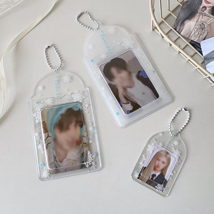 Hisocute Snowflake PVC Card Holder 1 inch 2 inch 3 inch Star Small Card Pendant Photo Case, Color: White Large