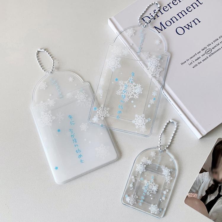 Hisocute Snowflake PVC Card Holder 1 inch 2 inch 3 inch Star Small Card Pendant Photo Case, Color: White Large