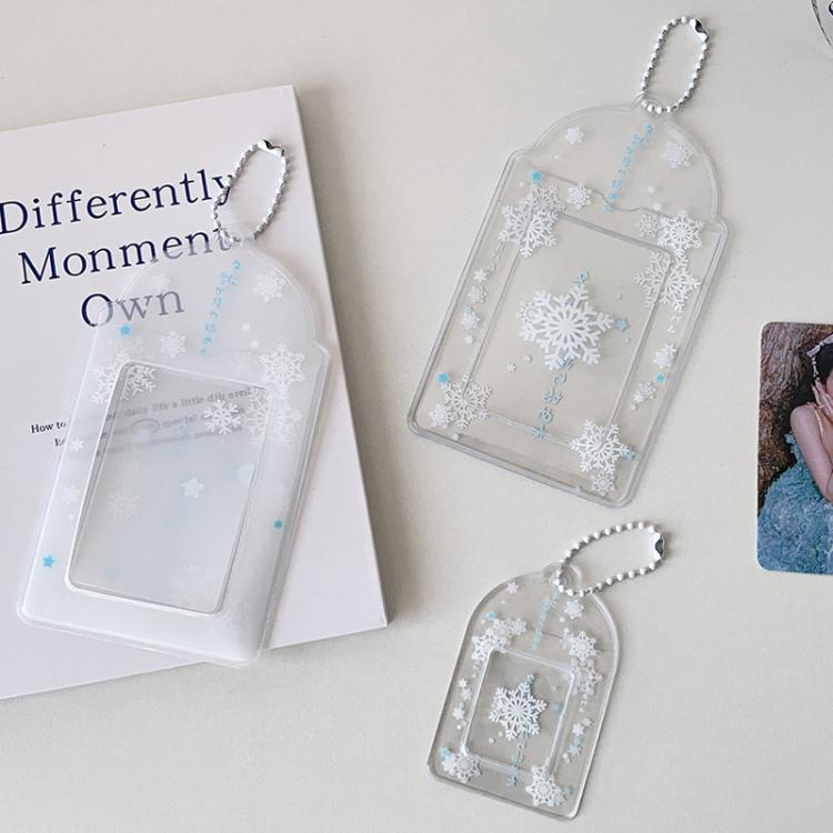 Hisocute Snowflake PVC Card Holder 1 inch 2 inch 3 inch Star Small Card Pendant Photo Case, Color: White Large